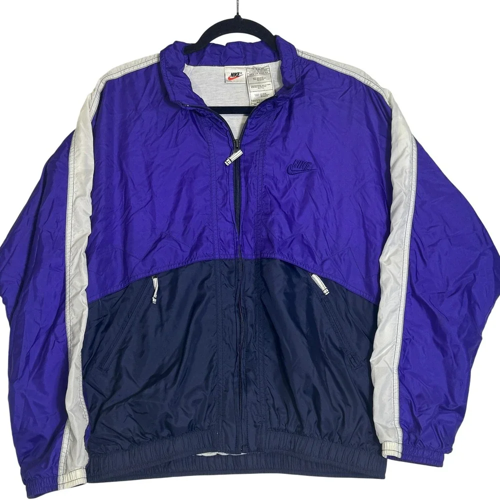 Vintage Nike Windbreaker Jacket Purple White Colorblock‎ Womens Medium